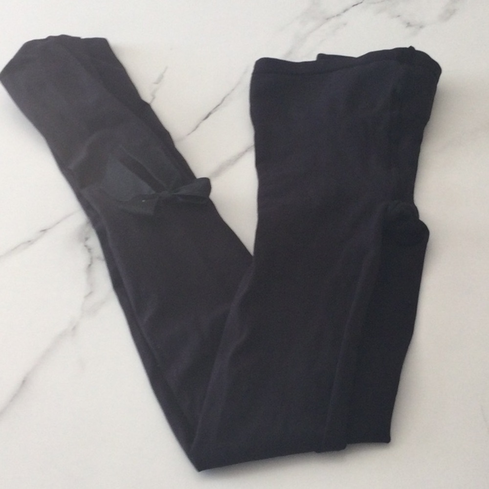 Black opaque Tights with Bow Detail in back, small